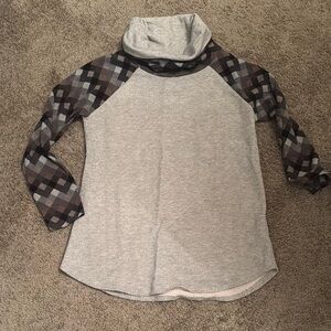 Gray and Black Checkered Turtleneck Tunic